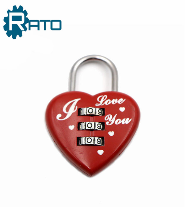 Heart Shape 3 Digit Combination Padlock