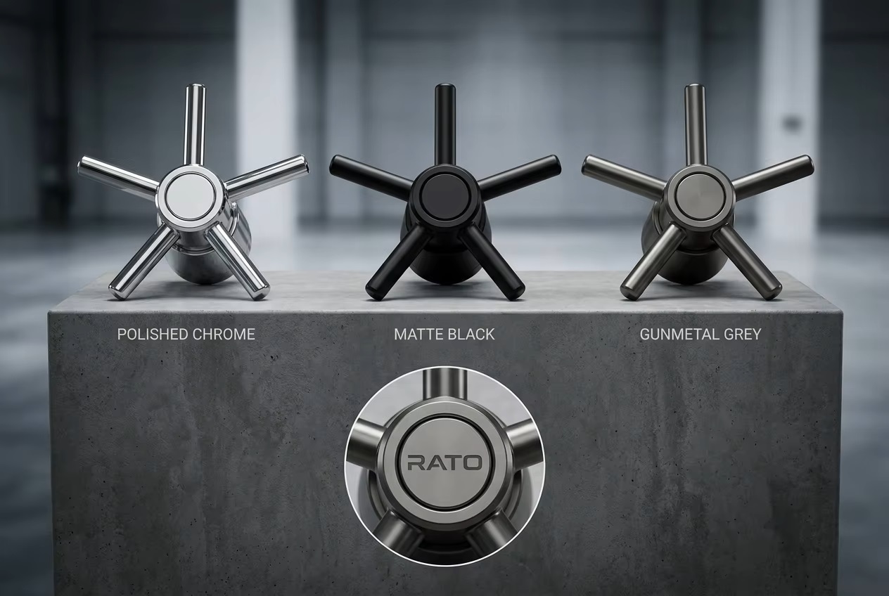 5-spoke rotary handle on premium hotel safe