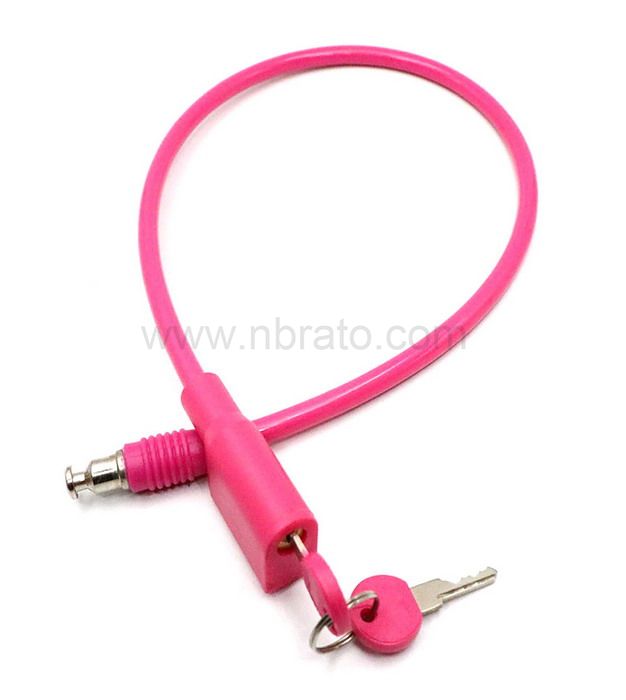 Colorful Anti Scratch Pink Lock 2 Keys Steel Cable Scooter Kids Bike Lock
