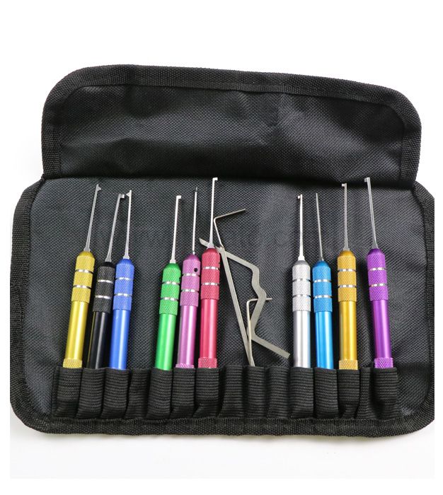13 pieces colorful locksmith gift training set lockpicking tools transparent padlock extractor set lock pick
