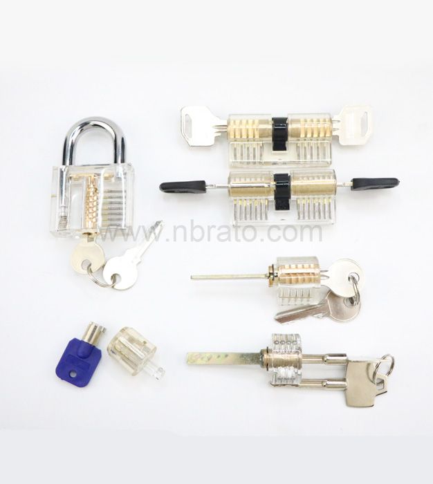 6-Piece Practice Lock Set for Beginner and Pro Locksmiths Transparent Padlock Training Tool