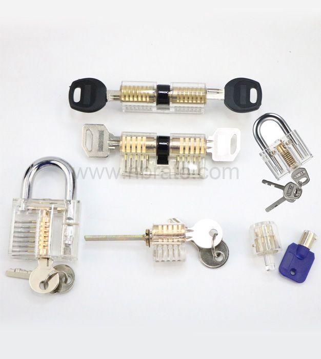 6-Piece Practice Lock Set for Beginner and Pro Locksmiths Transparent Padlock Professional Lock Picking Tool Kit