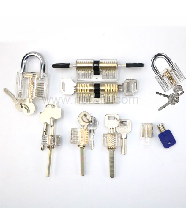 8-Piece Practice Lock Set for Beginner and Pro Locksmiths Transparent Padlock Professional Lock Picking Tool Kit