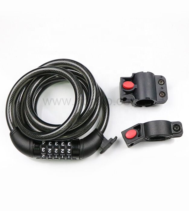 Coiled Secure Resettable 5-digit Mounting bracket Combination Zinc alloy lock cylinder Bike Cable Lock