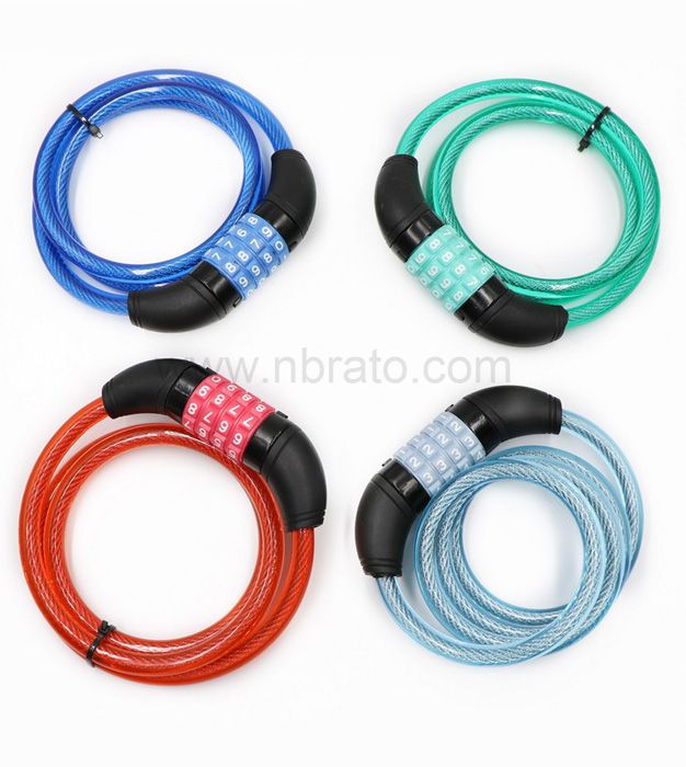 Foldable Anti Theft 10mm Self rolling resettable 4 Digit Combination Bicycle Chain Cable Lock