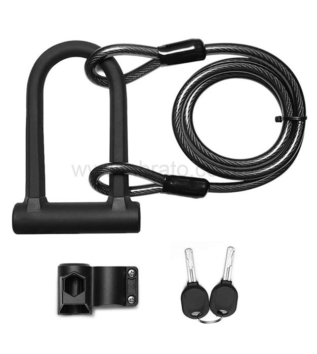 Bike Lock Set heavy duty keyed mounted bracket Bicycle U lock