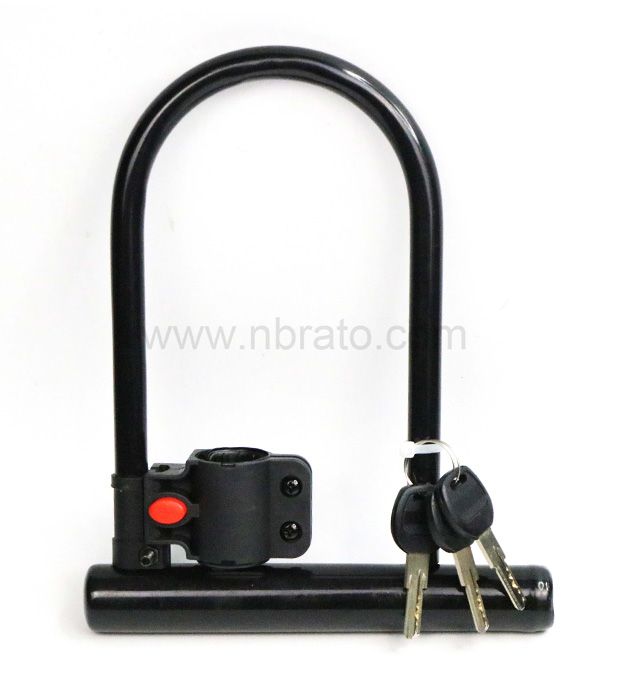 Environmental protection PVC coating Heavy duty anti theft hardened steel u shackle with 3 brass keys bike lock