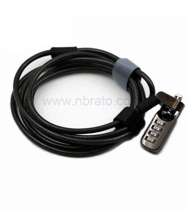 Black High quality Safety Computer Key Anti Theft Combination Laptop Cable Lock