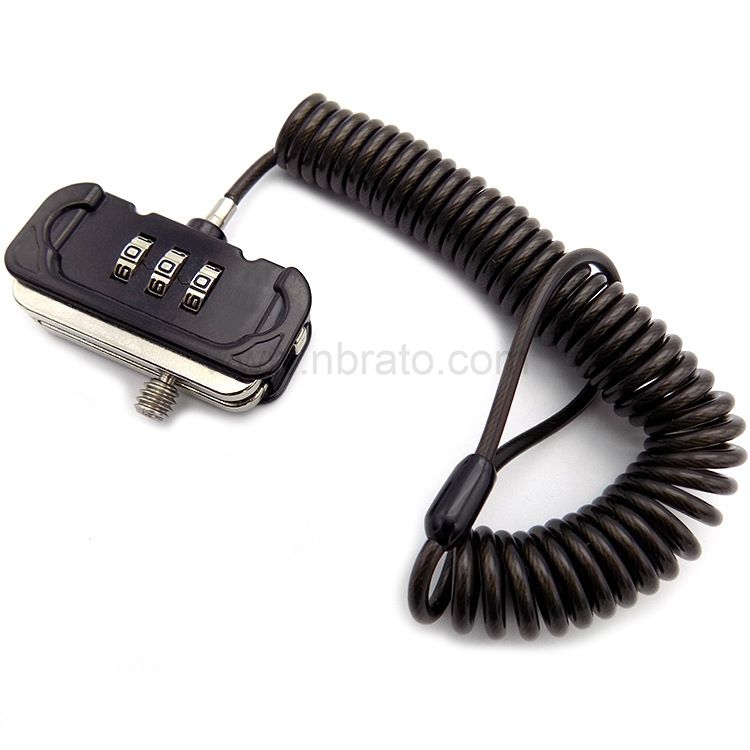 Plastic coated spring Stretchable steel wire rope 3-digit password laptop anti-theft lock