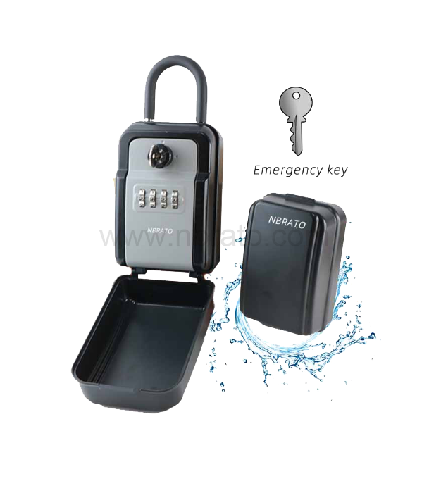 Waterproof Metal 4 Digital Combination Key Lock Box with Emergency Key