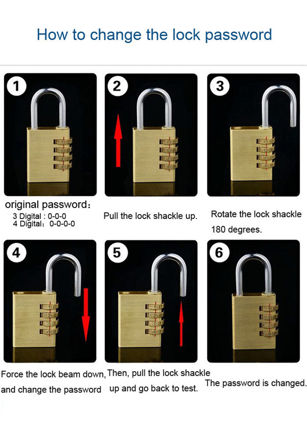 Anti Rust 38MM 4-Dial Solid Brass Resettable Padlock