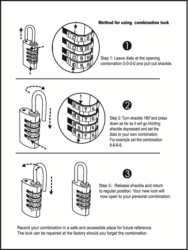 4 Digit Aluminum Alloy Combination Luggage Padlock