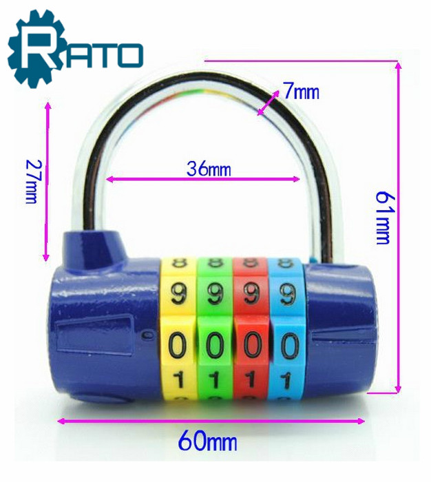 Colorful Alloy keyless gym locker padlock