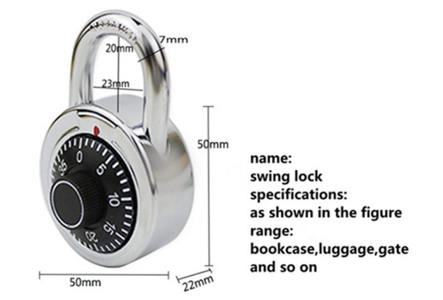 Round 50MM Dial Combination padlock for GYM Lockers