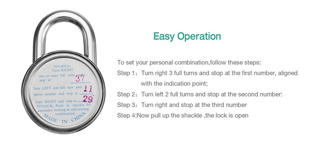 Round 50MM Dial Combination padlock for GYM Lockers