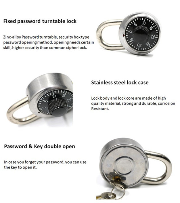 Small Aluminum Alloy Safety Round Dial Combination Padlock