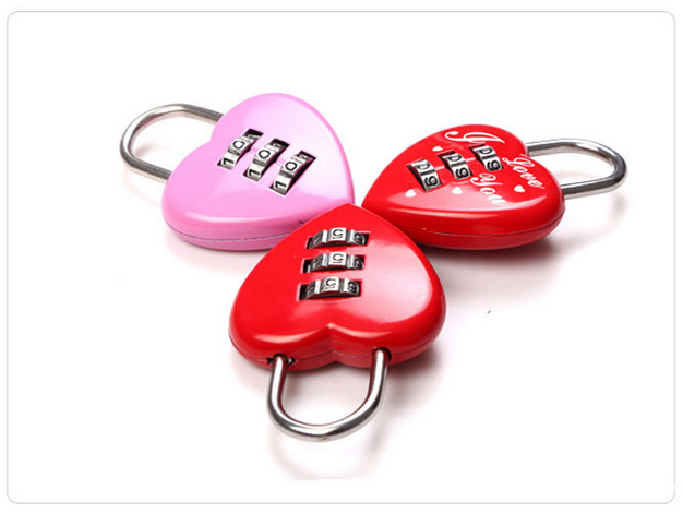 Heart Shape 3 Digit Combination Padlock