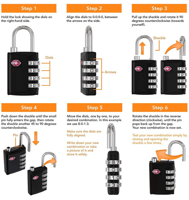 Black Security 3 Digit Combination TSA Luggage Lock