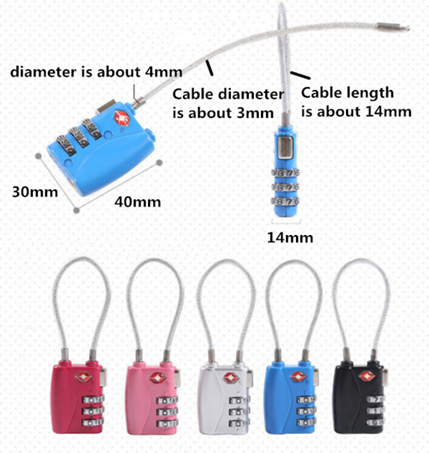 3 Number Luggage Travel TSA Cable Lock