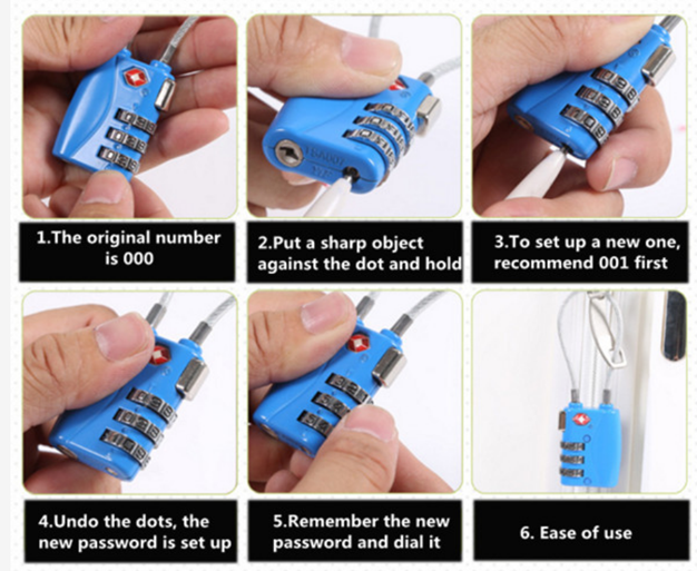 3 Number Luggage Travel TSA Cable Lock