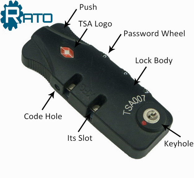 Custom TSA Plastic Luggage Zipper Travel Code Lock
