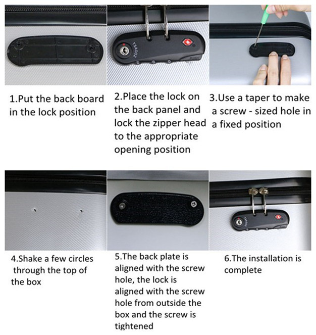 Custom TSA Plastic Luggage Zipper Travel Code Lock