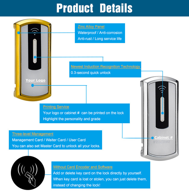 Magnetic Smart Card Sensor Locker Lock For Gym Spa Fitness Room