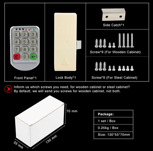 Electronic Code Combination Lock For Both Wood And Steel Filing Cabinet