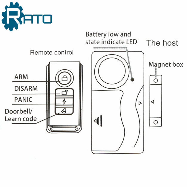 Door Magnetic Security Alarm With 433mhz wireless door contact sensor Alarm and Remote Controller