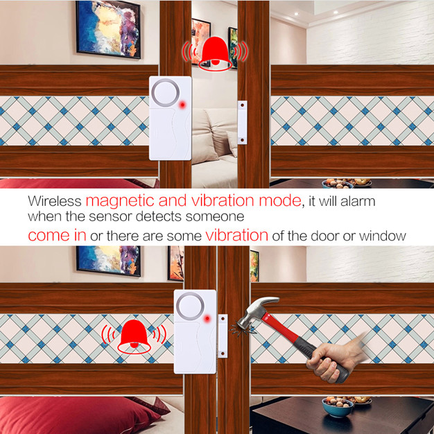 Door Magnetic Security Alarm With 433mhz wireless door contact sensor Alarm and Remote Controller