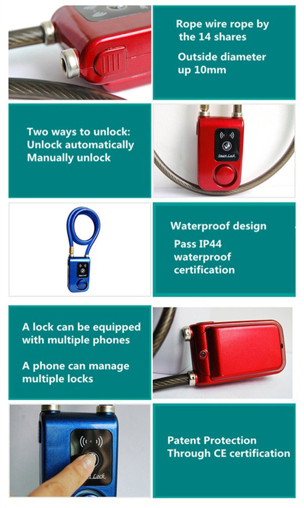 Smart Burglar Chain Electronic Bluetooth Bicycle Alarm Lock