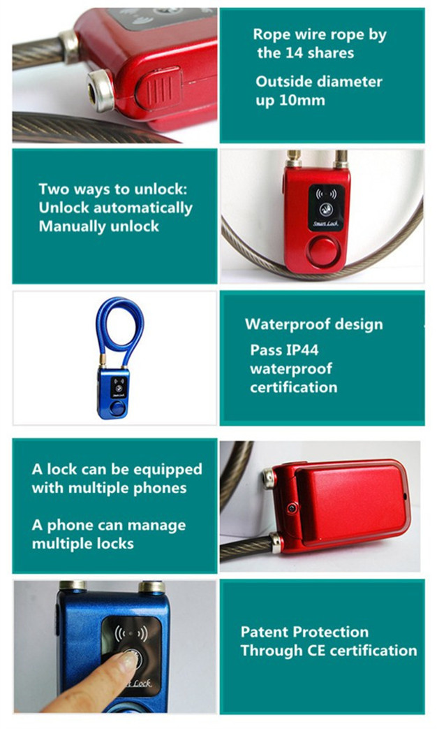 Smart Burglar Chain Electronic Bluetooth Bicycle Alarm Lock Smart Burglar Chain Electronic Bluetooth Bicycle Alarm Lock