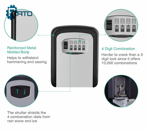 Resettable Wall Mounted 4-Digit Combination Key Storage Lock Box