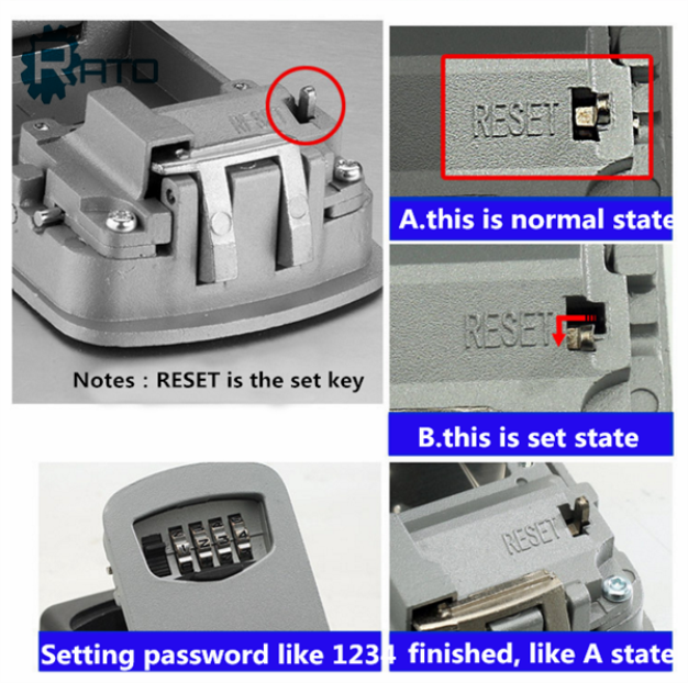 Resettable Wall Mounted 4-Digit Combination Key Storage Lock Box