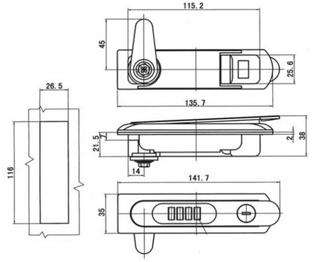 4 Digit Cipher type plane handle lock