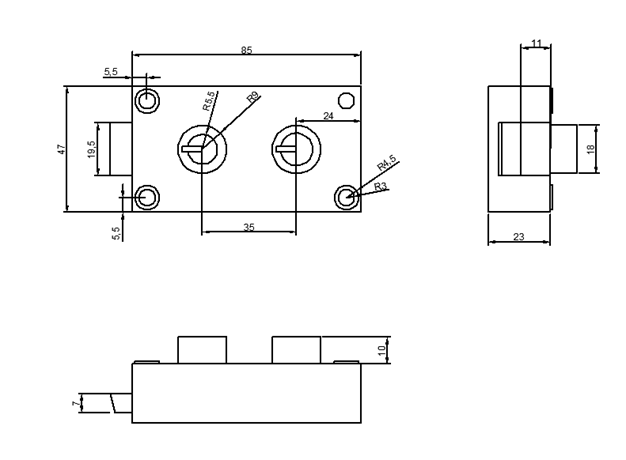 Double Key Bank Safe deposit box lock