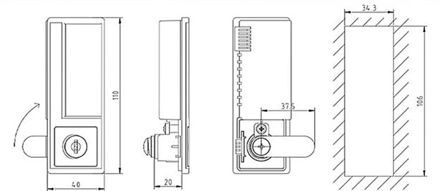 Black metal cupboard plastic Recessed Flush Sliding Pull Handle