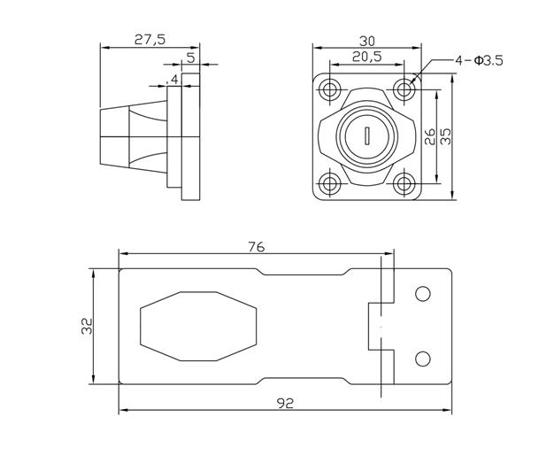 Keyed Twist Knob Cabinet Drawer Hasp Door Lock