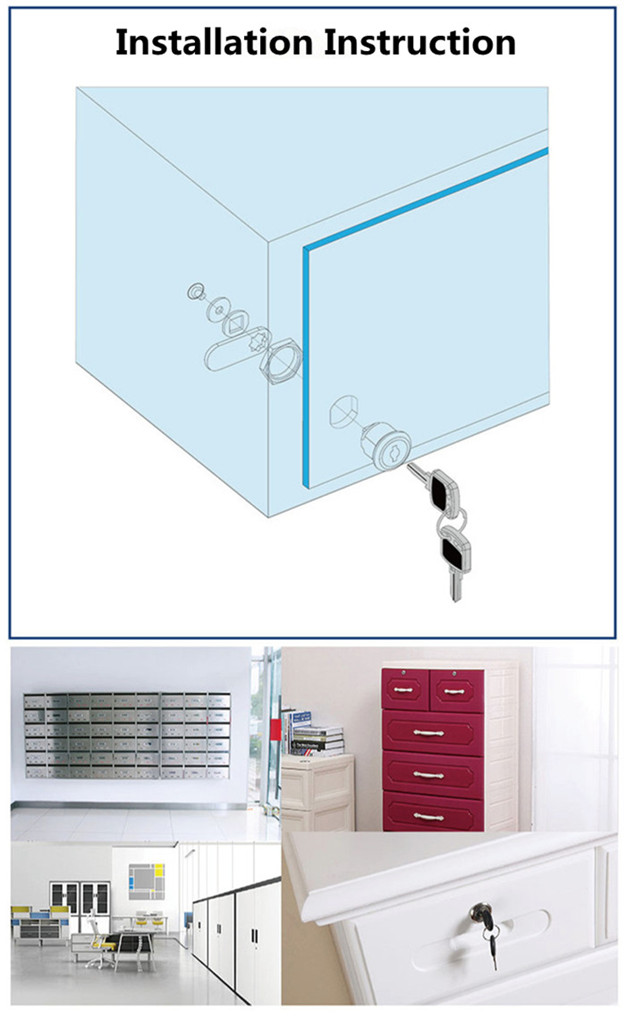 Metal Mailbox post cabinet door cylinder tubular cam lock