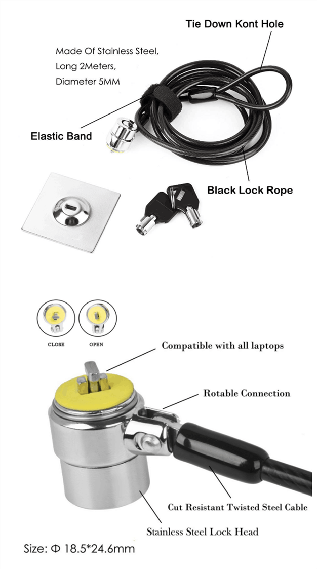 Security Notebook Computer Anti-theft Adjustable Cable Laptop Lock