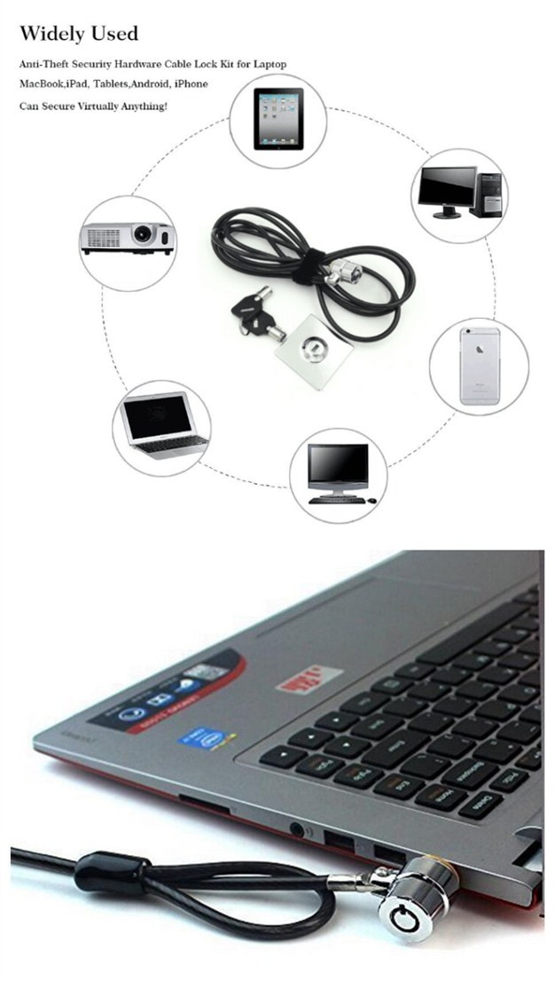 Security Notebook Computer Anti-theft Adjustable Cable Laptop Lock