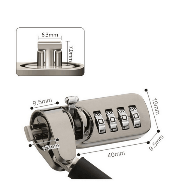 Anti-theft Hardware 4 Dial Combination Cable Notebook Lock