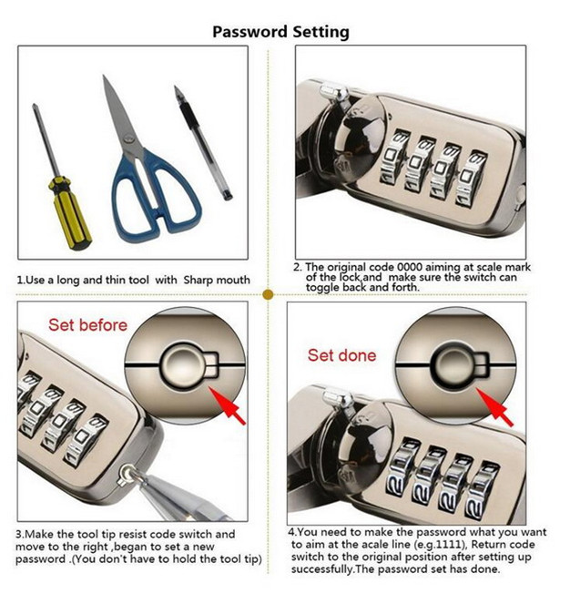 Anti-theft Hardware 4 Dial Combination Cable Notebook Lock
