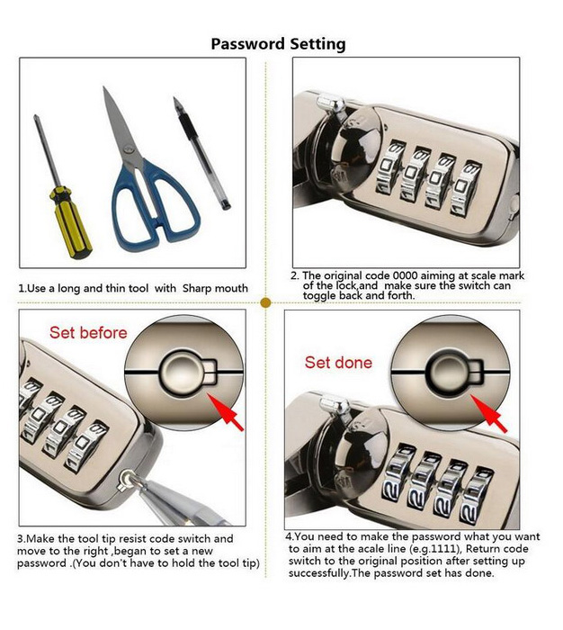 Chrome Plated Computer Laptop Security Digital Combination Cable Lock