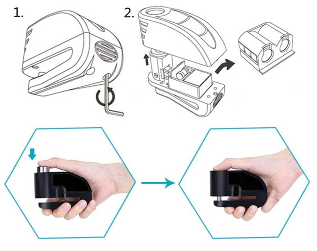 Anti-theft Security 100 db Electric Bicycle Battery Alarm Disc Brake Lock