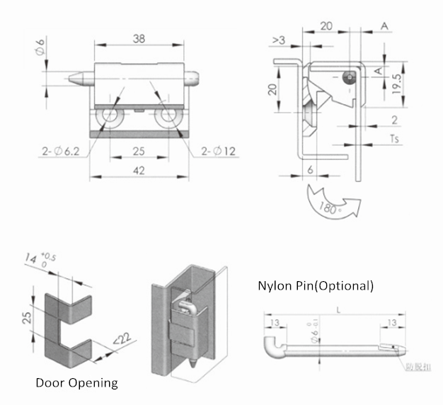 Zinc Alloy External Electronic Cabinet Door Hinge