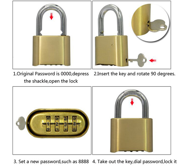 Black 4 Digital Bottom Combination Safe Padlock