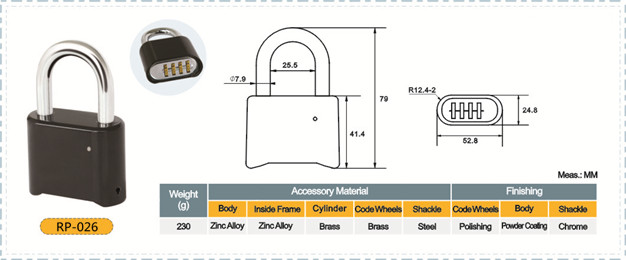 Black 4 Digital Bottom Combination Safe Padlock