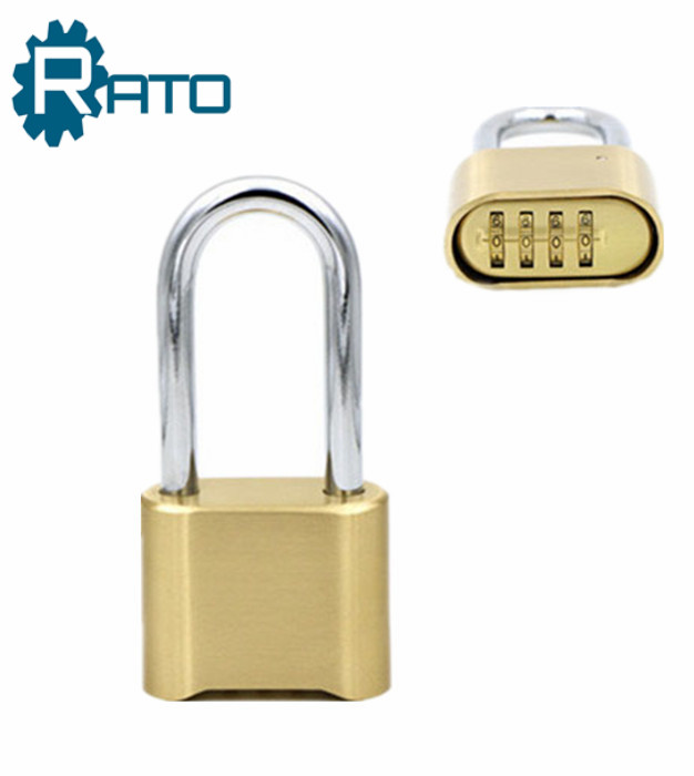 Factory Price Zinc Plated Finish Long Shackle Combination Golden Padlock