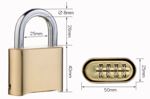 Factory Price Zinc Plated Finish Long Shackle Combination Golden Padlock